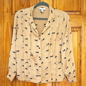 TOPSHOP gold shirt with black horse detail